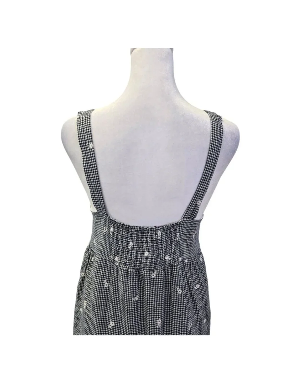 Madewell Linen Blend Embroidered Tiered Midi Dress in Gingham Check Size Small - Picture 5 of 7